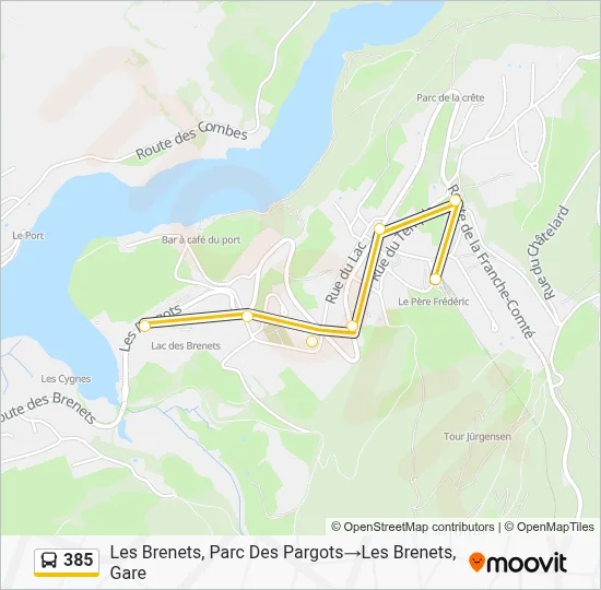 385 Itinéraire: Horaires, Arrêts & Plan - Les Brenets, Parc Des Pargots ...