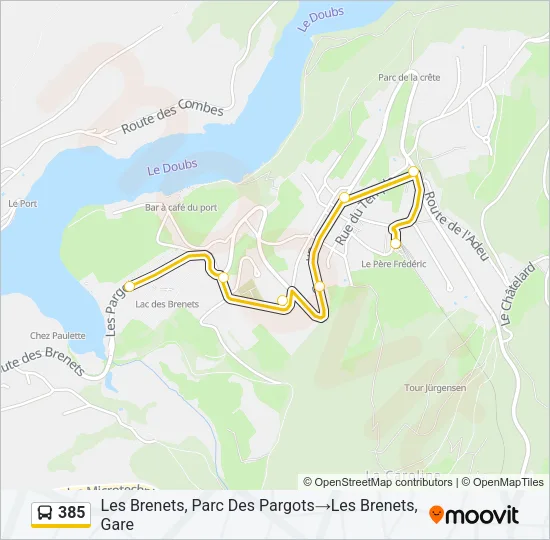 385 Bus Line Map