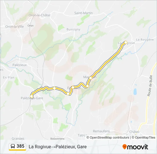 385 Bus Line Map