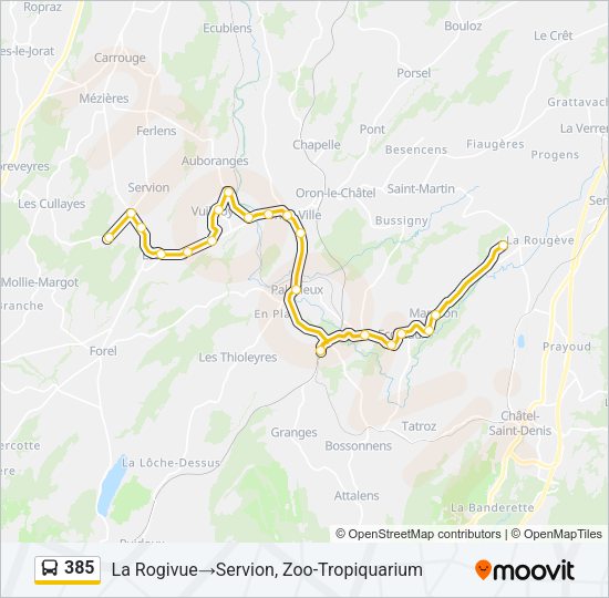385 Bus Line Map