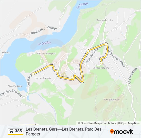 385 Bus Line Map