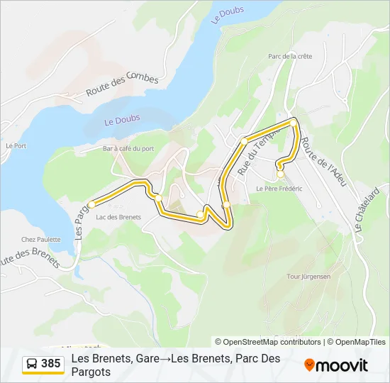 385 Bus Line Map