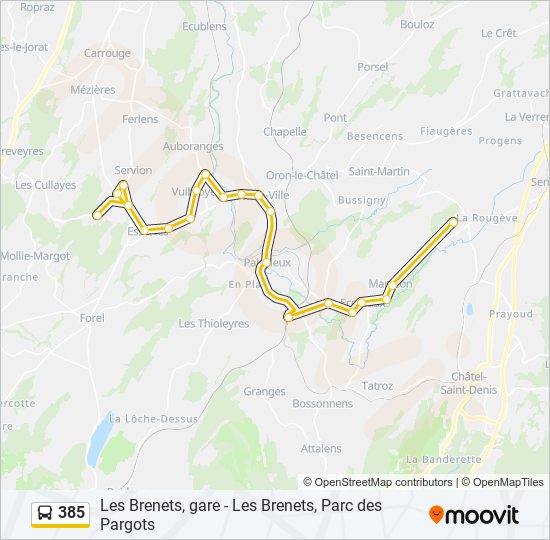 Plan de la ligne 385 de bus