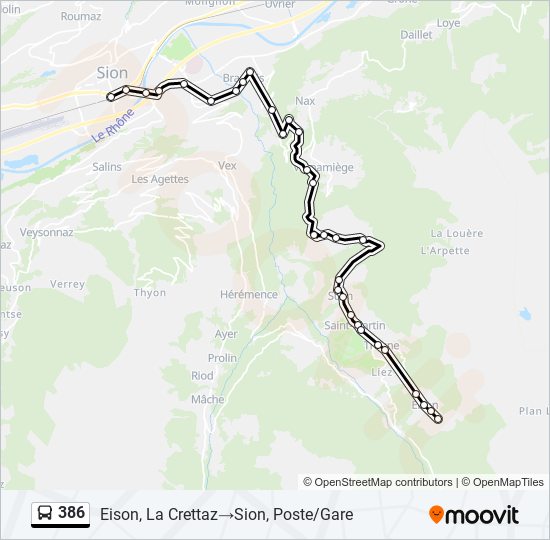 386 bus Line Map