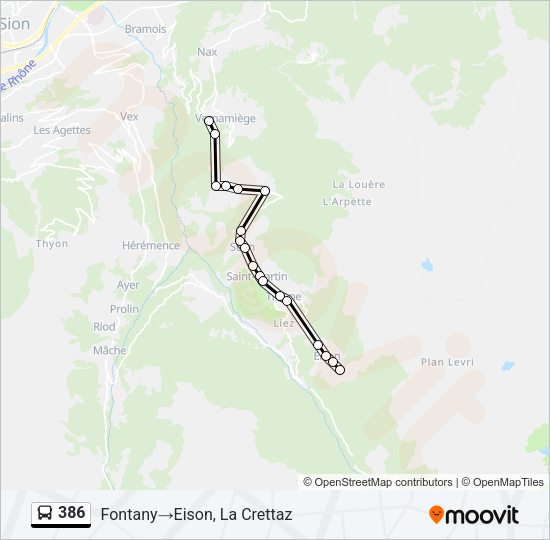 386 Bus Line Map