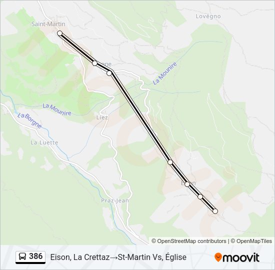 386 Bus Line Map