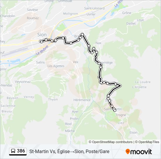386 Bus Line Map