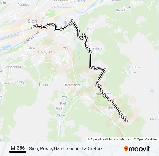 386 Bus Line Map