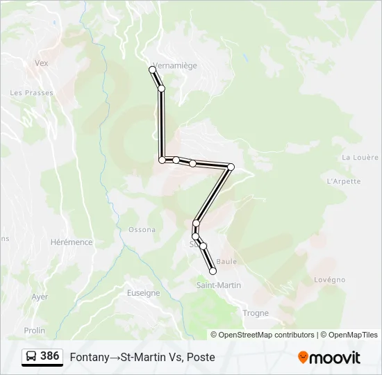 386 Bus Line Map