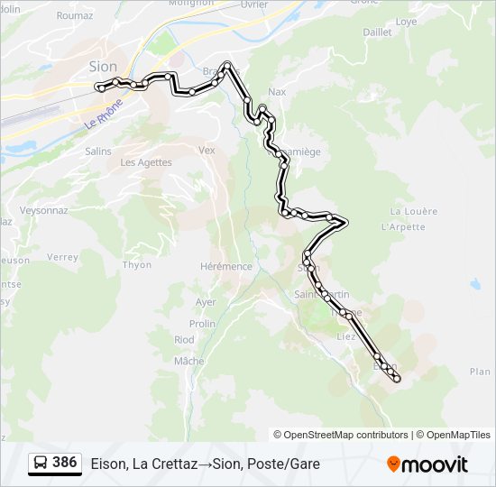 386 Bus Line Map