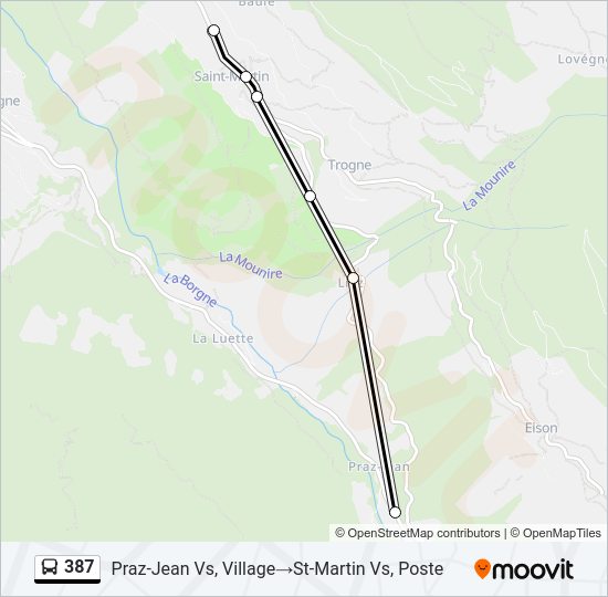 Plan de la ligne 387 de bus