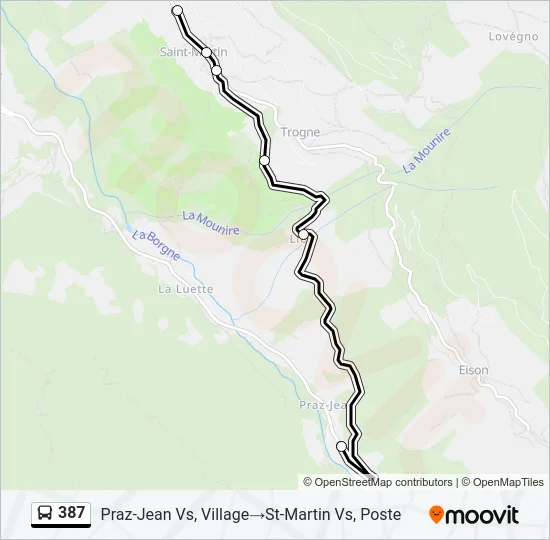 387 Bus Line Map
