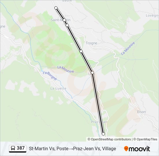 387 Bus Line Map