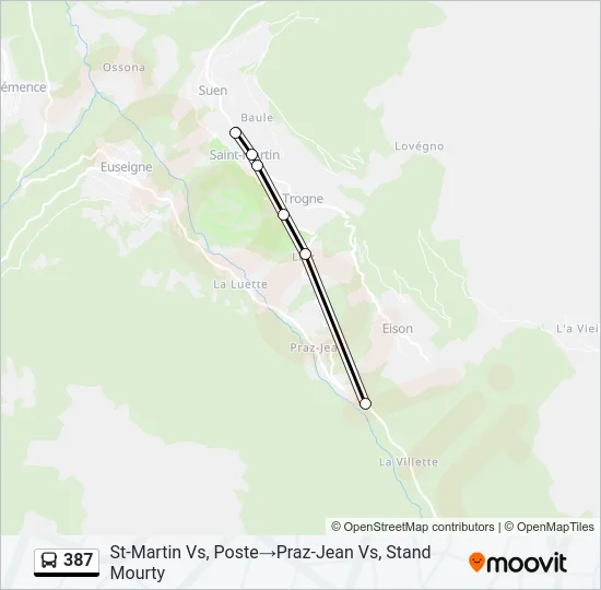 387 Bus Line Map