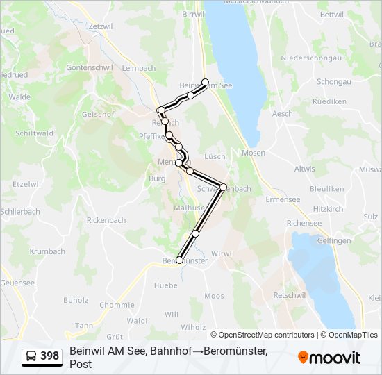 Plan de la ligne 398 de bus