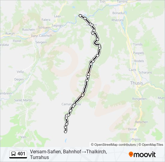 Plan de la ligne 401 de bus