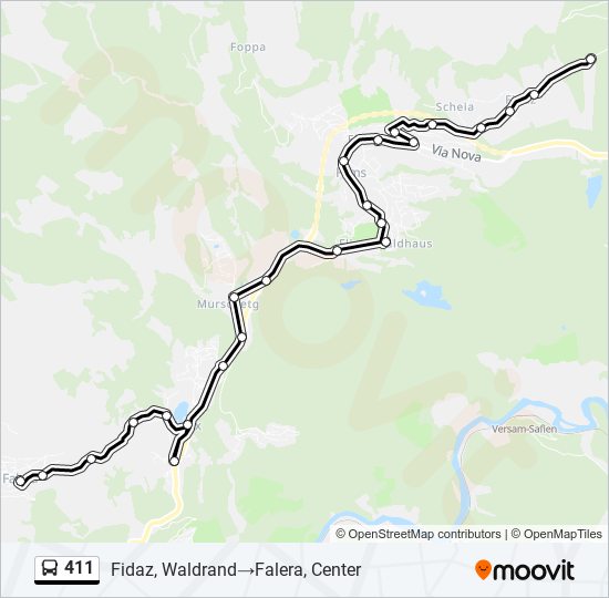 411 bus Line Map