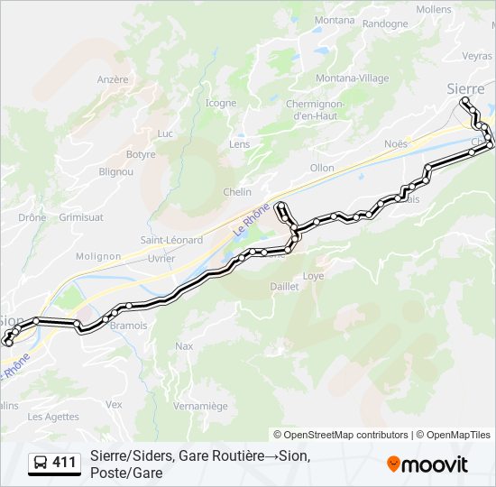 411 bus Line Map