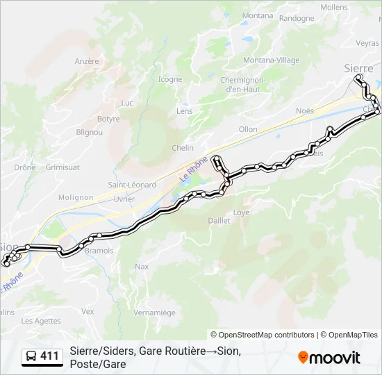 411 Bus Line Map
