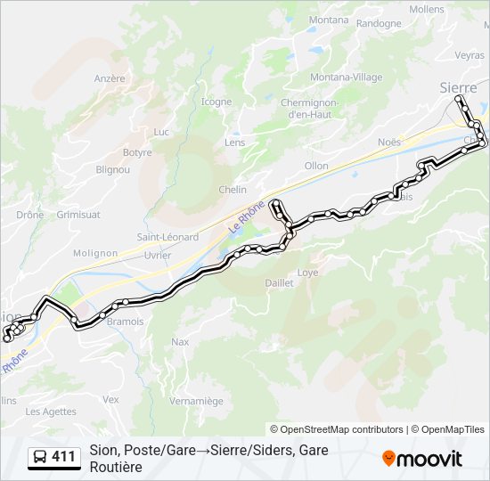411 Bus Line Map
