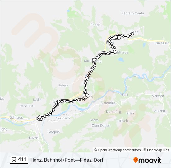 411 Bus Line Map