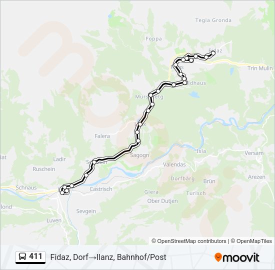411 Bus Line Map
