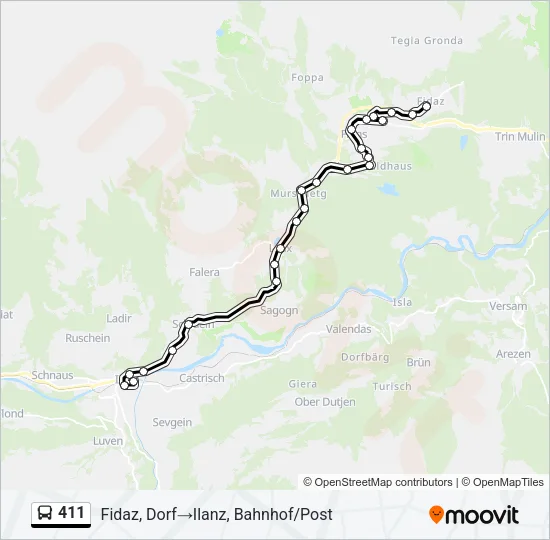411 Bus Line Map