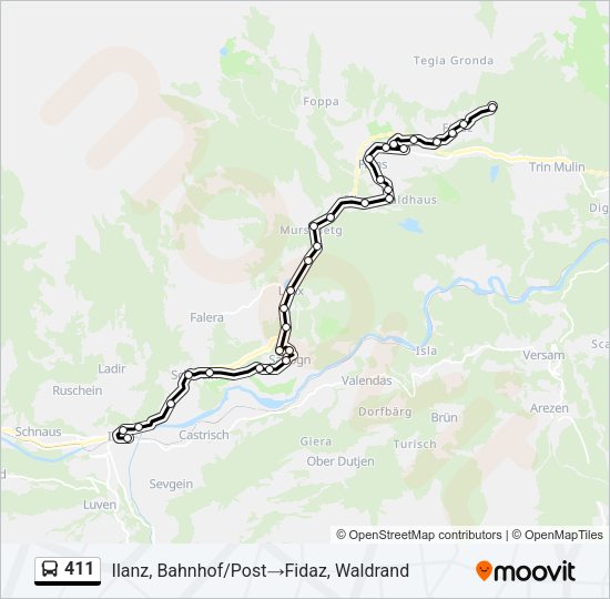 411 Bus Line Map