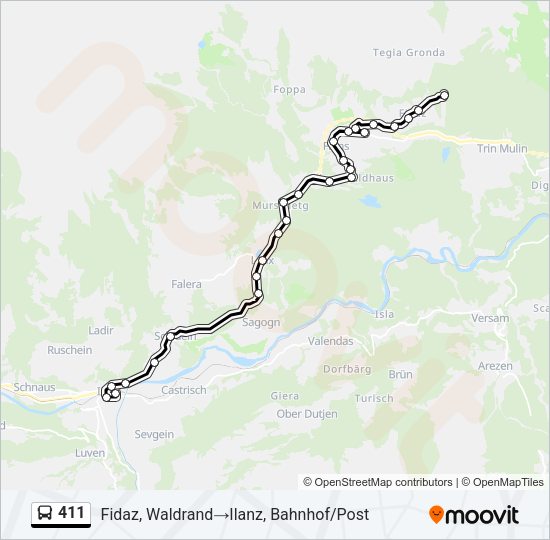 411 Bus Line Map