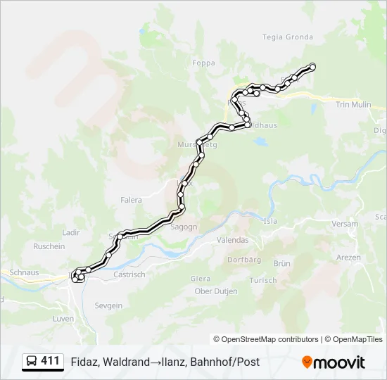 411 Bus Line Map