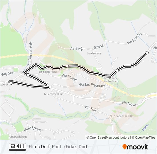 411 Bus Line Map