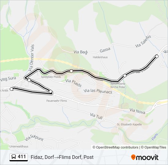 411 Bus Line Map
