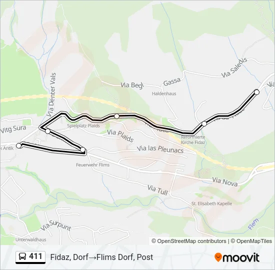411 Bus Line Map