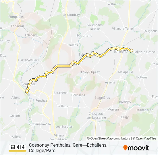 Plan de la ligne 414 de bus