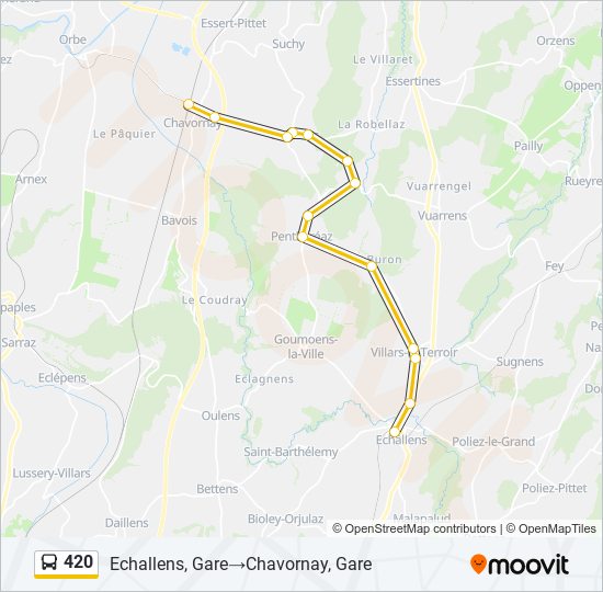 Plan de la ligne 420 de bus