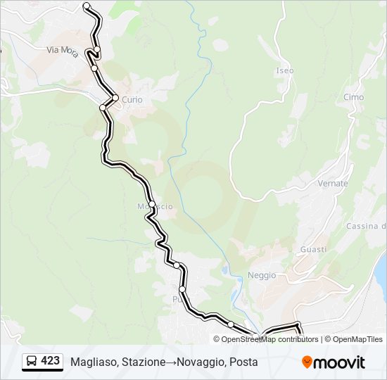 Plan de la ligne 423 de bus