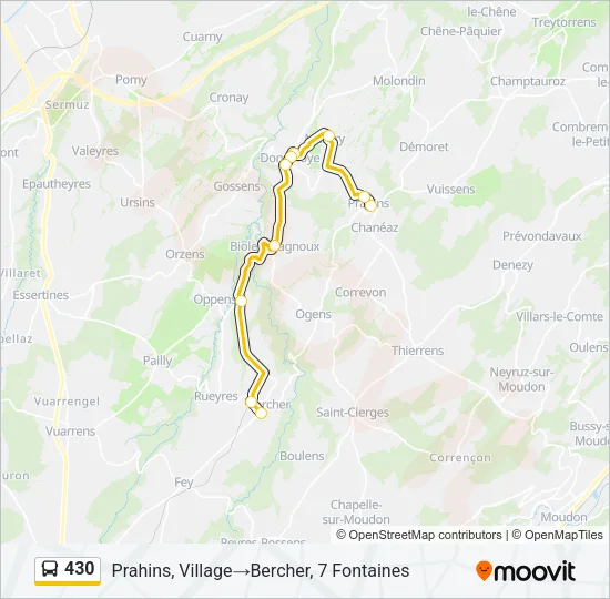 Plan de la ligne 430 de bus