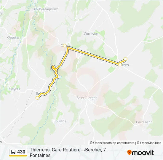 Plan de la ligne 430 de bus