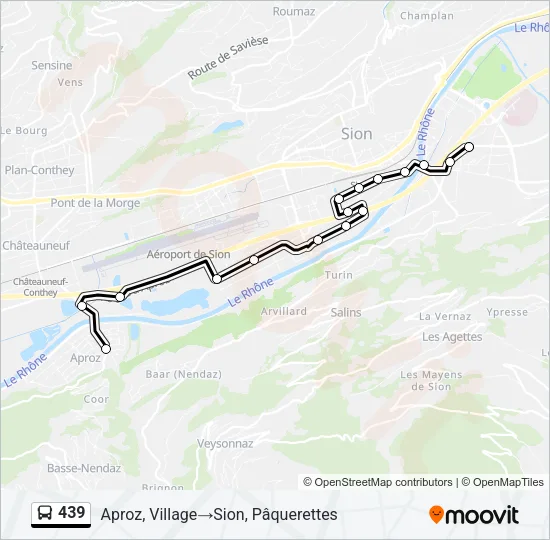 Plan de la ligne 439 de bus