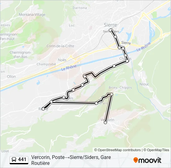 Plan de la ligne 441 de bus