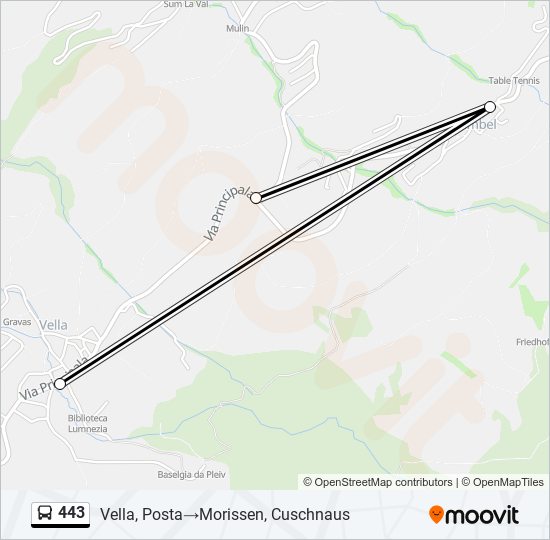 Plan de la ligne 443 de bus