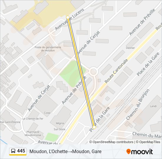 445 bus Line Map