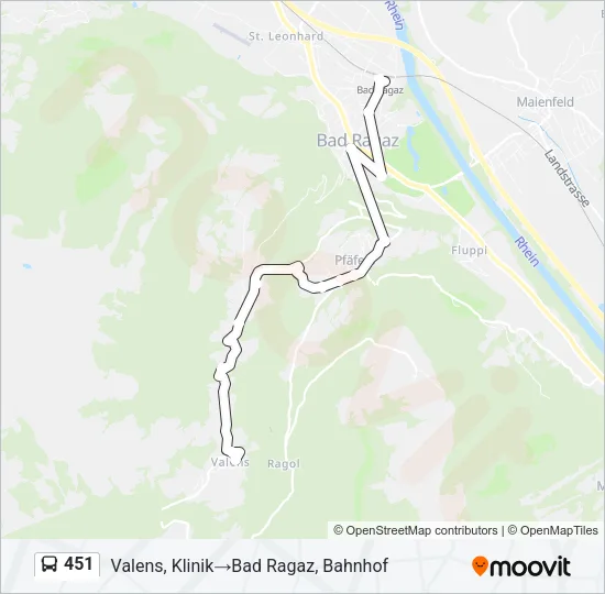 Plan de la ligne 451 de bus