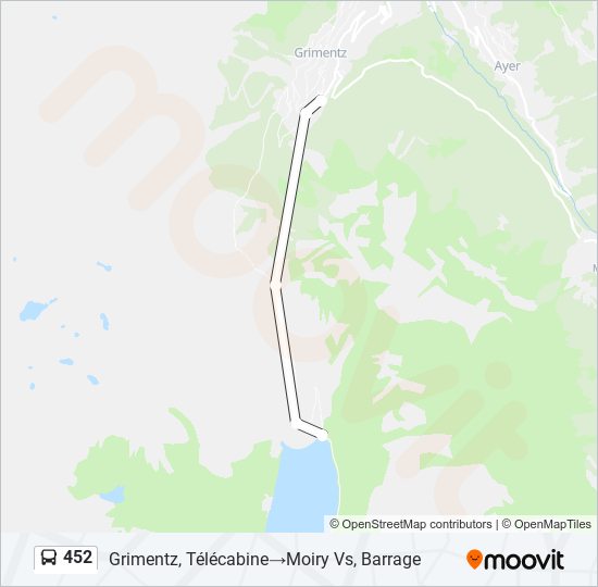 Plan de la ligne 452 de bus