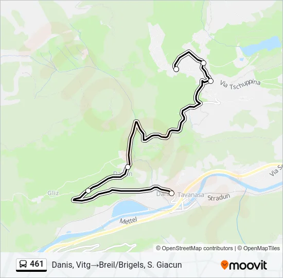 Plan de la ligne 461 de bus