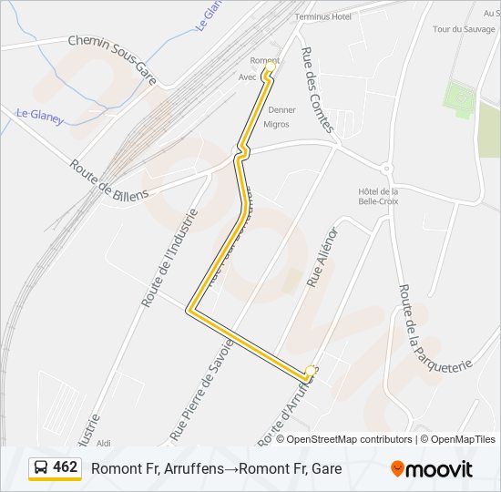 Plan de la ligne 462 de bus