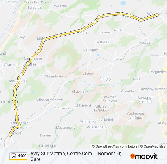 Plan de la ligne 462 de bus