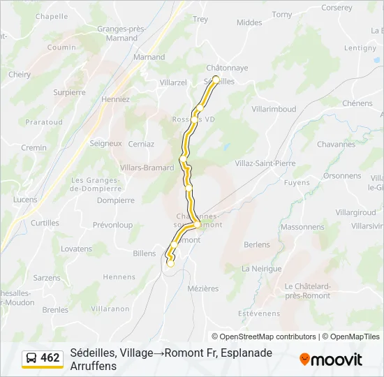 Plan de la ligne 462 de bus