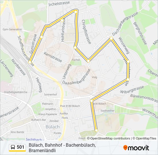 Plan de la ligne 501 de bus