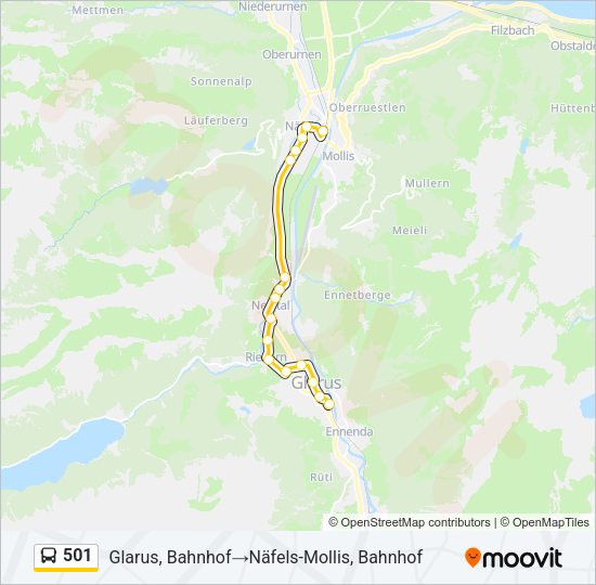 501 Bus Line Map
